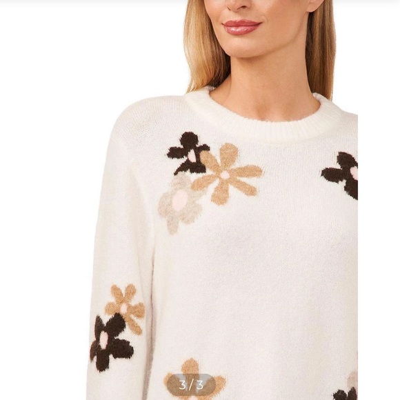 CeCe Sweaters - CeCe Groovy Sweater Antique White